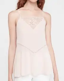 Truffle Pink Lace High Neck Tank Top Cami