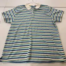 Bobbie Brooks Ladies xl Striped Polo Shirt Blue Green White Nautical Cool color