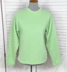 Exist Fleece Lined Terrycloth Knit Crew Neck Sweatshirt Lime Green Small