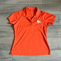 Sport tek orange polo shirt with dog embroidery