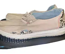 Hey Dudes Wendy linen snake coffe loafers size 7