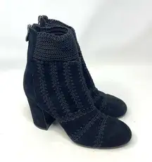 Anthropologie  Silent D Washer Black Suede Heeled Booties Size 37 / US 6.5-7