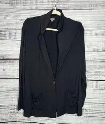 J. JIll Charcoal Grey One Button Jersey Knit Long Line Cardigan MP