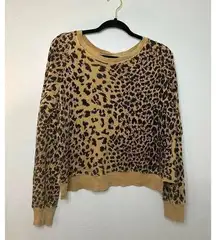Current/Elliott Open Back Cropped Crew Neck Leopard Size 1 Casual Lightweight