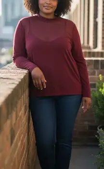 Eloquii Deep Red Long Sleeve Top