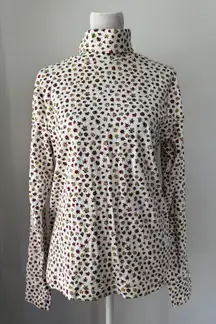 Vintage ‘90s Honors Ivory, Red & Yellow Floral Print Cotton Turtleneck