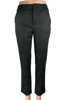 Wit & Wisdom Black Plaid Mid Rise Slim Straight Cropped Trouser Pants Size 2