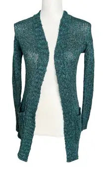 Full Tilt Green Knit Cardigan Sweater Open Front cozy Cabincore Normcore