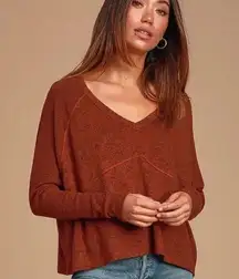 ✨HP✨Cozy Central Rust Orange Ribbed Sweater Top✨