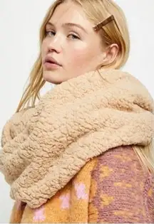 Free People Cloud Nine Scarf Double Loop Infinity Sherpa Cozy Camel One Size