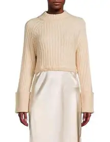 DH New York Cream Ribbed Turtleneck Sweater