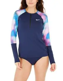 Nike Swim Rash Guard Zip Neck Long Sleeve Small NWT