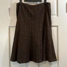 Sigrid Olsen Chocolate Brown Swirl Structured Fit & Flare Skirt - Size 6