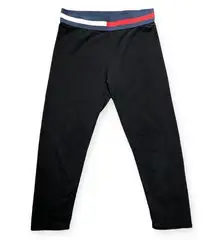 Tommy Hilfiger Sport Black Flag Band Elastic Waist Cropped Leggings