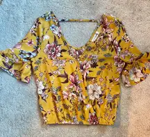 Mustard Yellow Floral Crop Top