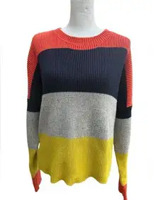 FATE. Color Block Multi Color Striped Crew Sweater Women’s Size Large Stitch Fix