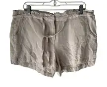 Life in Progress Linen Blend Paperbag Waist‎ Shorts Beige Size Large