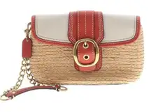 Coach Woven Straw Convertible Wristlet/ Handbag EUC
