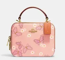 Coach  Goldshell Pink Multi Box Crossbody Handbag With Butterflies