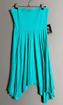 Express sz S blue teal‎ strapless tube flare dress  NWT