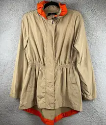 Luii by Anthropologie Jacket Womens Tan Small High Neck Parka Raincoat