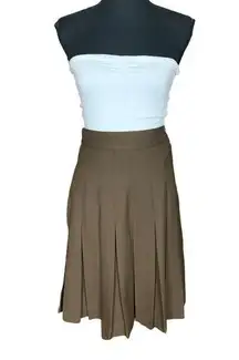 Vintage Pleated School Girl Skirt Brown SMALL Dark Academia 80s Preppy Lolita