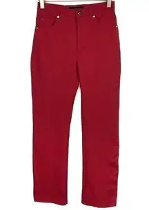 Escada Red Straight Leg Pants Stretchy Jeans 4