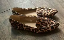 Time & Tru  Womens 9 M Leopard Animal Print Suede Flats Loafers Memory Foam Shoes