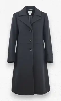 Worthington Black Wool Blend Button Front Winter Dress Coat Size Large NWT