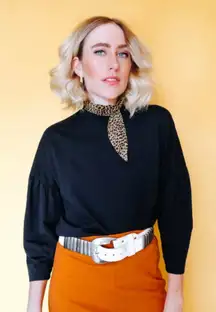 Dazey LA Black Puff Sleeve Long Sleeve Tee S