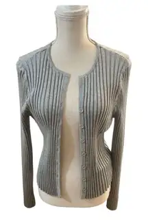 Forever 21 Women Plus Size 1X Knit Cardigan Sweater V-Neck Adult Crop Fit Gray