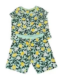 CAROLE HOCHMAN Lemons Matching Set Cotton Short Sleeves Top and Short Pants SZ L