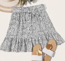 SHEIN Ruffle Hem Belted Dalmatian Skirt Size XS