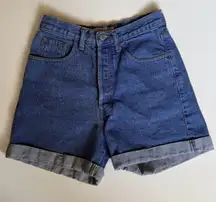 VTG 90s Guess Jeans Shorts Womens‎ 29 Blue USA Denim High Rise Button Fly Mom