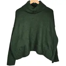Madewell Oversized Turtleneck Sweater Forest Green Wool Blend XL