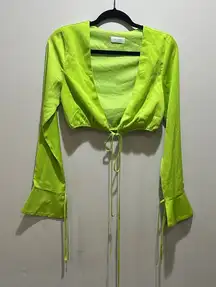 Meshki Neon Green Tie-Front Blouse