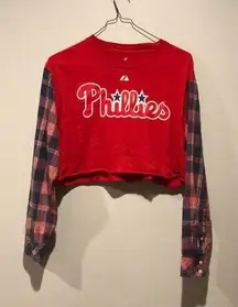 Philadelphia Phillies Ryan Howard Reworked Long Sleeve Flannel Crop Top