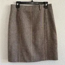 Vintage Classic Houndstooth Alpaca Wool Skirt Size 12