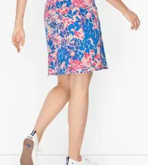 T by Talbots Everyday Yoga Spring Garden Blue Pink Floral Mini Skort Skirt