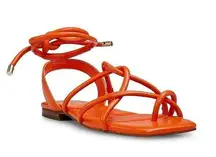 NEW Vince Camuto Alminda Lace Up Sandals 9 Orange Leather Strappy Ankle Wrap