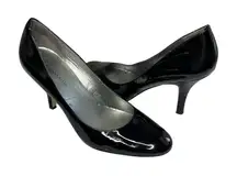 ANNE KLEIN Wishful Black Patent Leather Rounded Toe Pumps, Size 9M