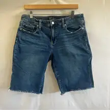 Gap Bermuda Denim Shorts Womens Size 8 Raw Hem Basic Simple Casual Minimalist