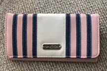 sailor themed pink and navy striped wallet