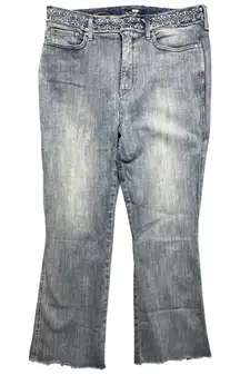 NYDJ Plus Size Light Wash Stretch Slim‎ Bootcut LiftXTuck Raw Hem Jeans Size 14