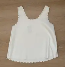 White Scallop Tank Top