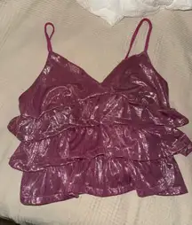 Pink Shimmery Ruffled Top Shien