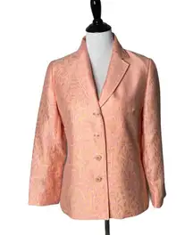 Lafayette 148 Floral Print Blazer Button Front Orange Suit Jacket Women‎ Size 6