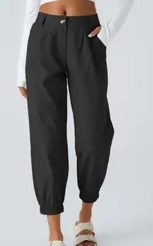 Halara Jogger Pants NWT cotton mid rise tapered womens Black (small) preppy work
