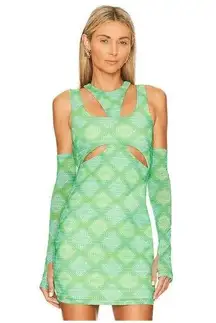 Camila Coelho Christine Mini Dress Multi Dot Size S in Green Multi