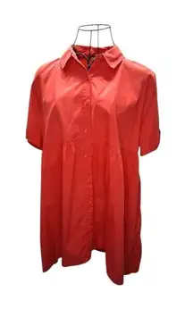NWOT Cato Red Button Down Short Sleeve TOP